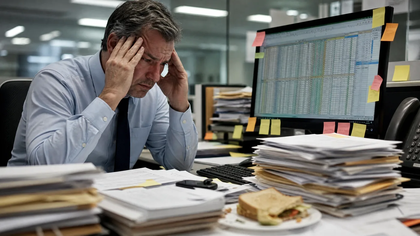 Operación tradicional: papeleo, estrés y sistemas desconectados